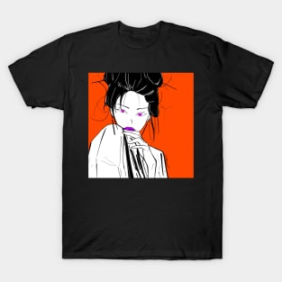 kimono girl ecopop orange art T-Shirt